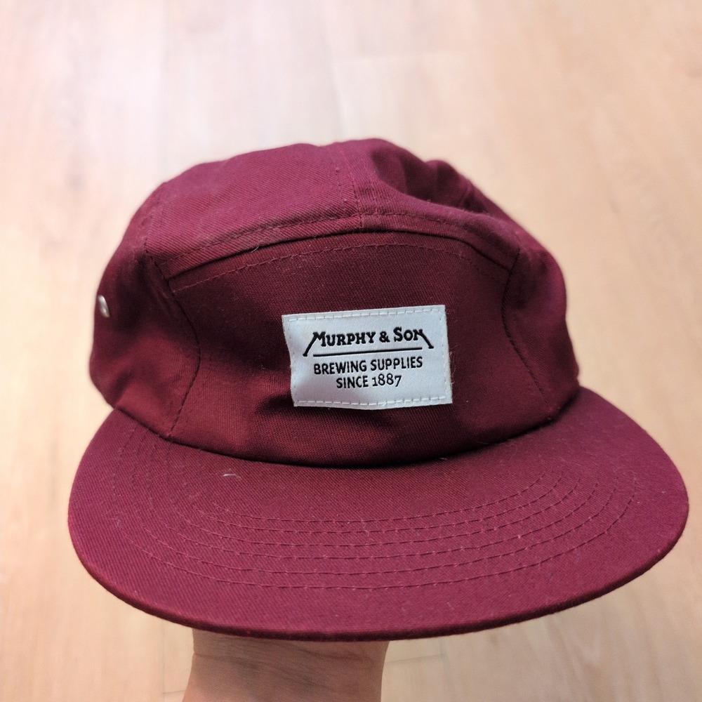 Murphy & Son Brewing Supplies 5 Panel Camper Hat Burgundy Maroon Adjustable Cap